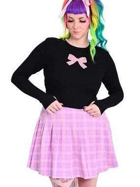 MyViolet Pink Purple Plaid Claire Pleated Skirt 4X